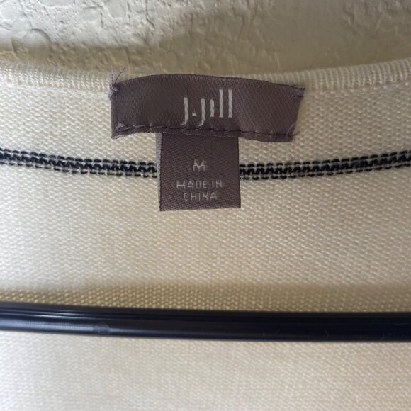 J.Jill Wool Blend Sweater Tunic Top Womens M Striped Knit Casual Cozy - Picture 2 of 14